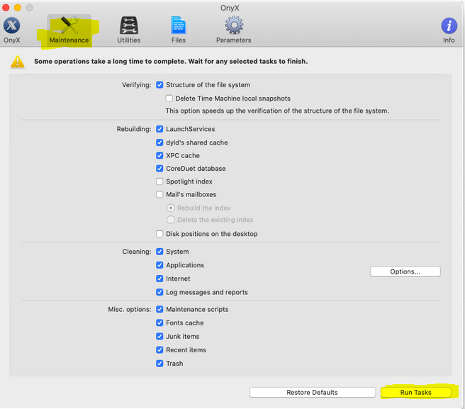 OnyX cleaning OnyX cleaning for MacOS