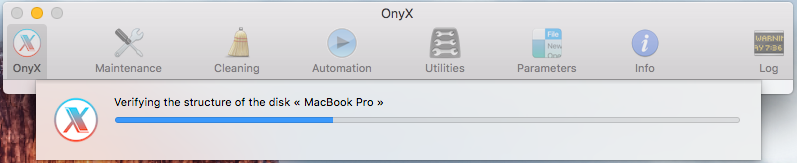 Disk Structure Verification Disk structure verification in progress