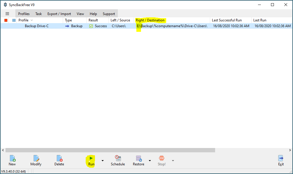 SyncBackFree with backup profile SyncBackFree with backup profile.