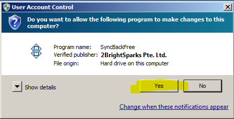 Windows User Account Control Notice Windows User Account Control notice.