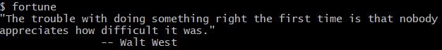 Fortune displayed on the terminal command line.